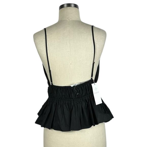 WAYF Shirred Peplum Camisole Black Tank Top Women's Size Large NWT - Picture 4 of 6